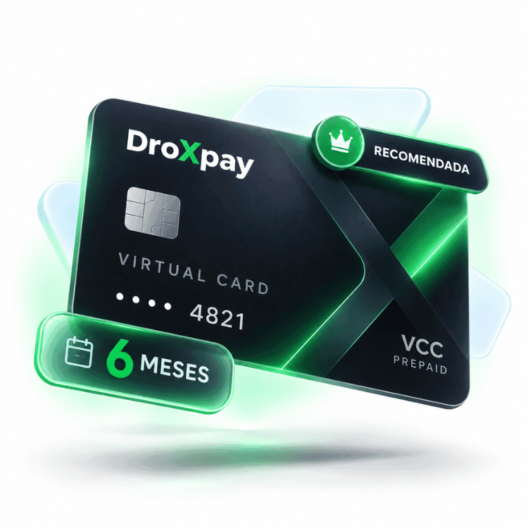 Tarjeta virtual DroXpay de 6 meses para vincular con PayPal